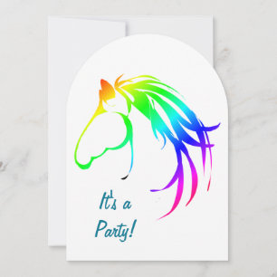 Rainbow Multicolored Horse Birthday Custom Invite