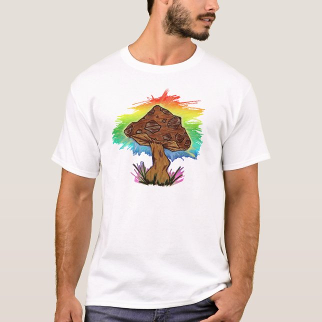 Rainbow Mushroom Design T-Shirt (Front)