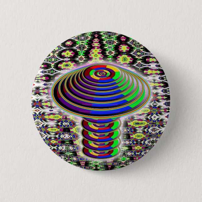 Rainbow Mushroom - Geometric Button (Front)