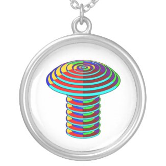 Rainbow Mushroom Silver Plated Necklace