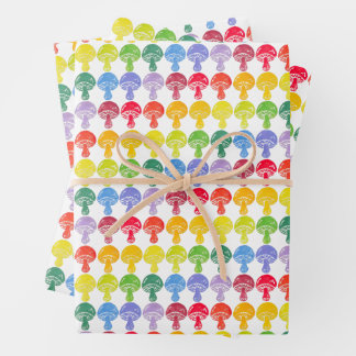 Rainbow Mushroom Wrapping Paper Sheets