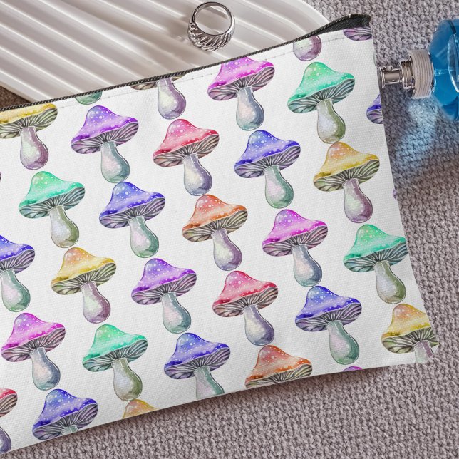 Rainbow Mushrooms Pattern Travel Accessory Pouch (Creator Uploaded)