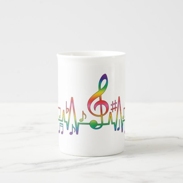 Rainbow Music Beat Wave Bone China Mug (Front)