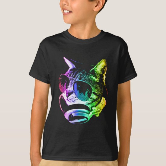 Rainbow Music Cat T-Shirt