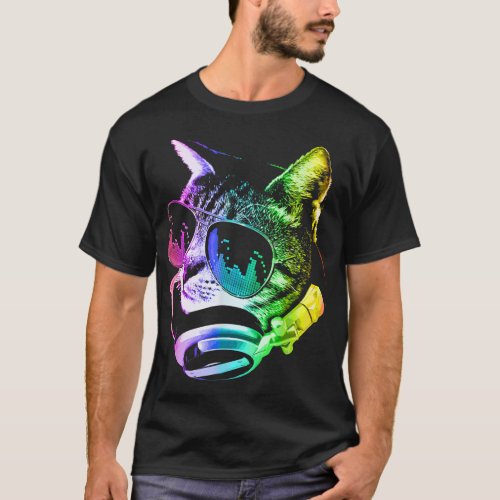 Rainbow Music Cat  T_Shirt