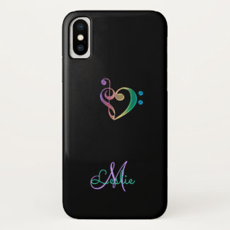 Rainbow Music Clef Heart iPhone X Case