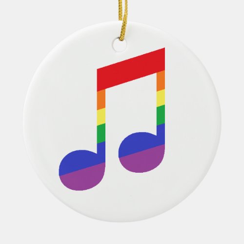 Rainbow Music Note Ceramic Ornament