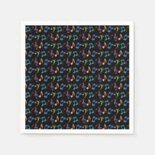 Rainbow Music Notes (Black) Napkins