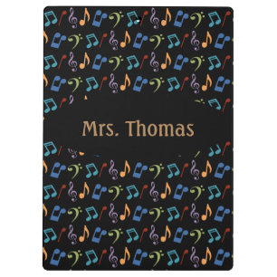 Rainbow Music Notes Clipboard (Dark)-Personalized
