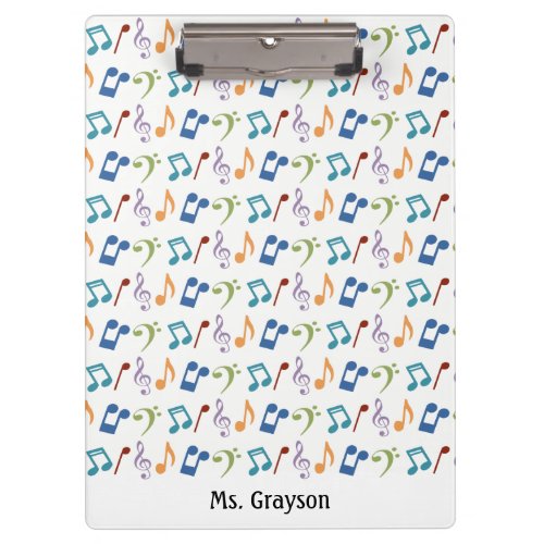 Rainbow Music Notes Clipboard_Personalized Clipboard