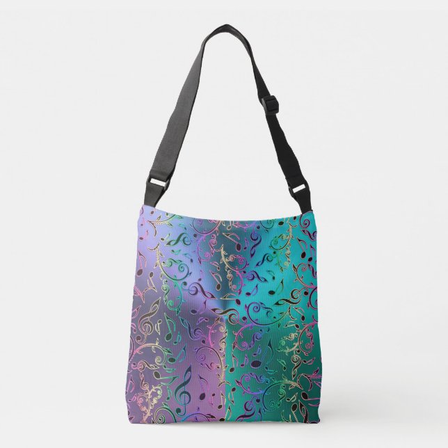 Rainbow Music Notes Design Tote Bag (Front)