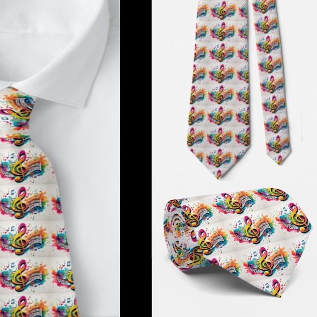 Rainbow Music Notes Musician Music Teacher Neck Tie (Creator Uploaded)