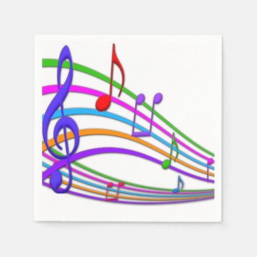 Rainbow Music Notes Napkins