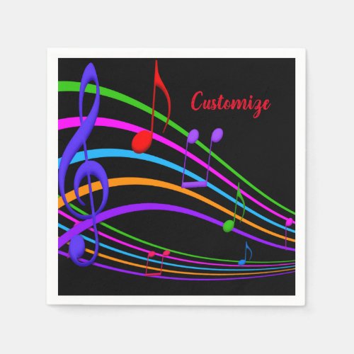 Rainbow Music Notes Napkins