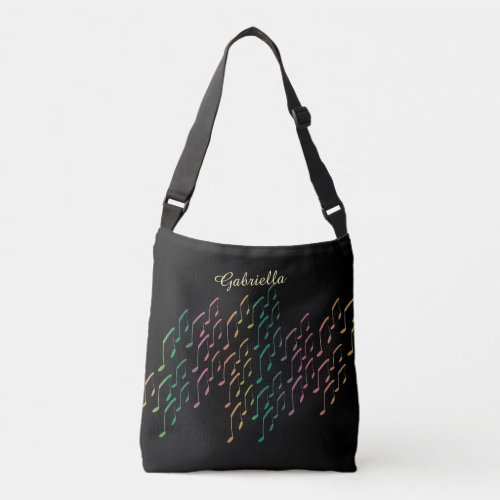 Rainbow Music Notes Personalized Tote Bag