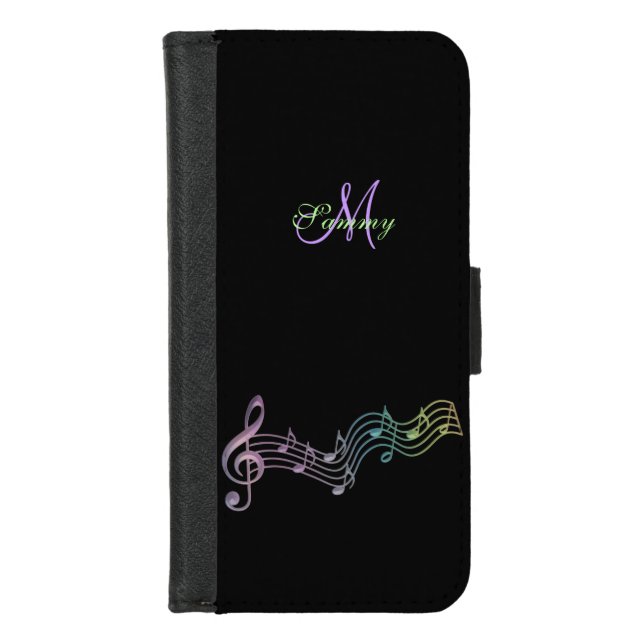 Rainbow Music Notes Staff Galaxy S6 Wallet Case (Front)