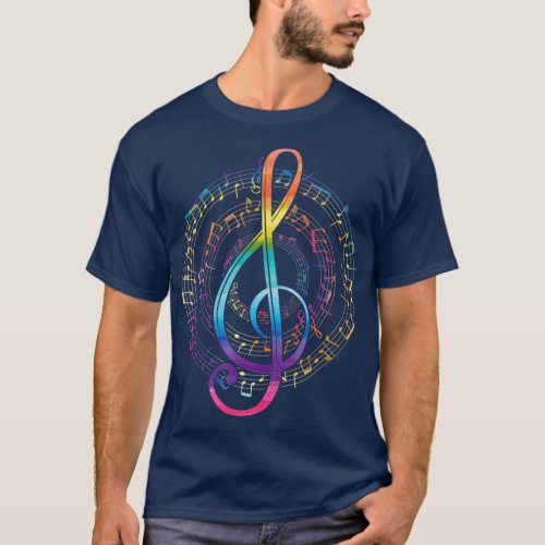 Rainbow Music Notes Treble Clef T_Shirt