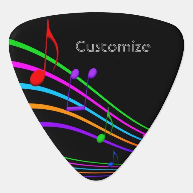 Rainbow Music Notes Triangle Guitar Pick (Front)