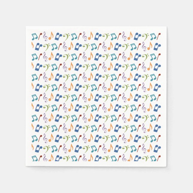 Rainbow Music Notes (White) Napkins (Front)