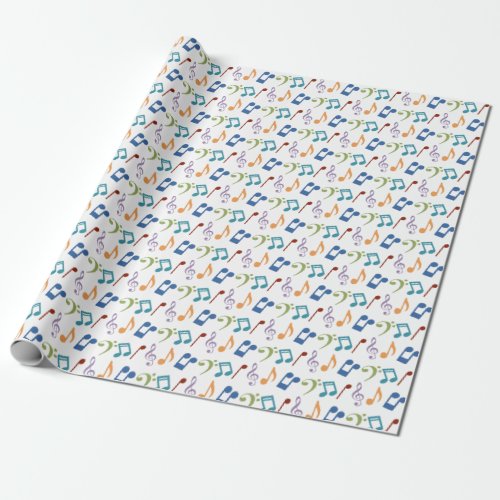 Rainbow Music Notes Wrapping Paper_Customizable Wrapping Paper