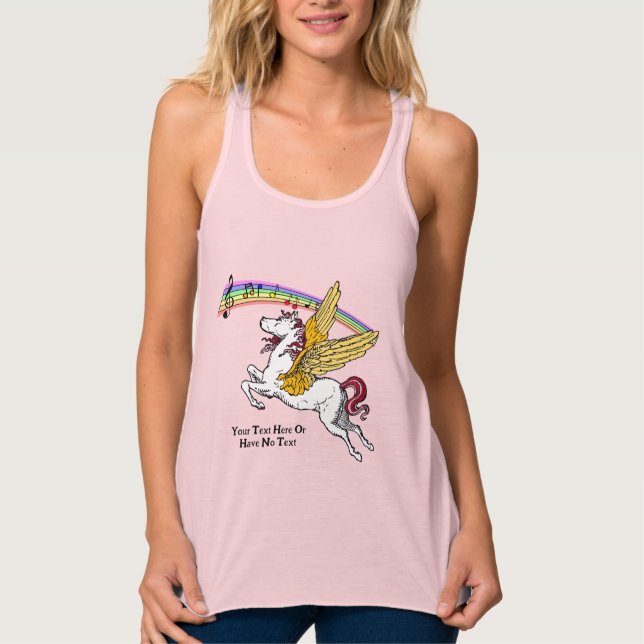 Rainbow Music Pegasus Gold Wings Greek Mythology Tank Top (Front)