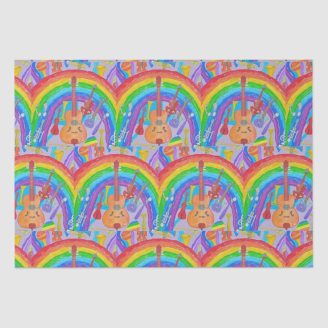 Rainbow Musical Instruments Band Teacher Decoupage Tissue Paper (Front)