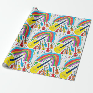 Rainbow Musical Instruments Band Teacher Musician Wrapping Paper