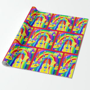 Rainbow Musical Instruments Musician Mexican Art Wrapping Paper