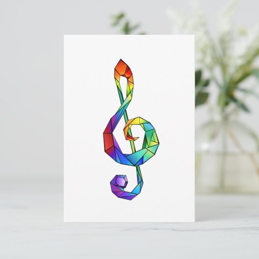 Rainbow musical key treble clef (Standing Front)