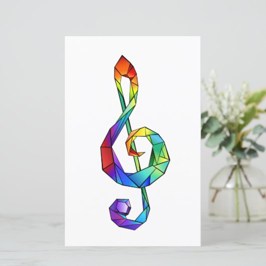 Rainbow musical key treble clef (Standing Front)