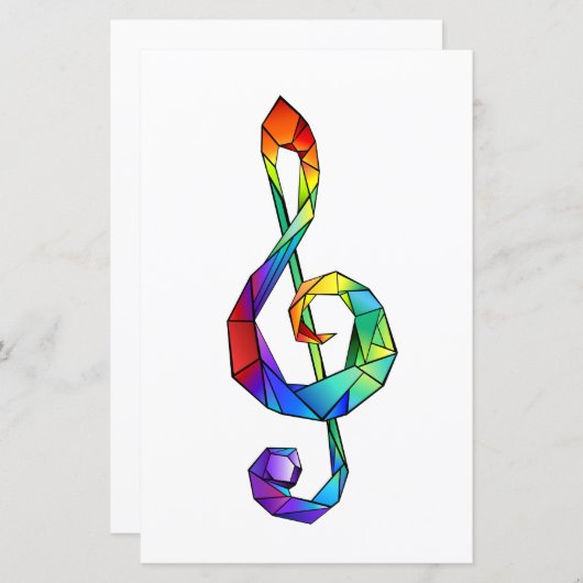 Rainbow musical key treble clef (Front/Back)