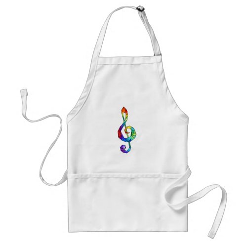 Rainbow musical key treble clef adult apron