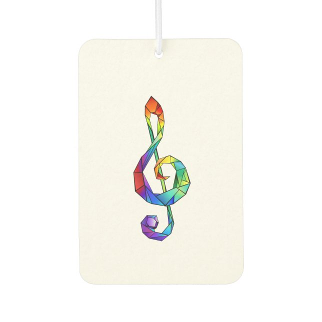Rainbow musical key treble clef air freshener (Front)