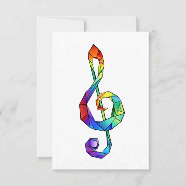 Rainbow musical key treble clef announcement (Front)