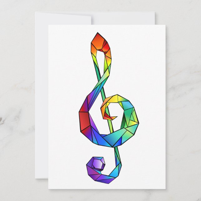 Rainbow musical key treble clef announcement (Front)