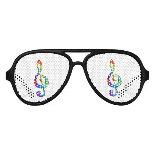 Rainbow musical key treble clef aviator sunglasses