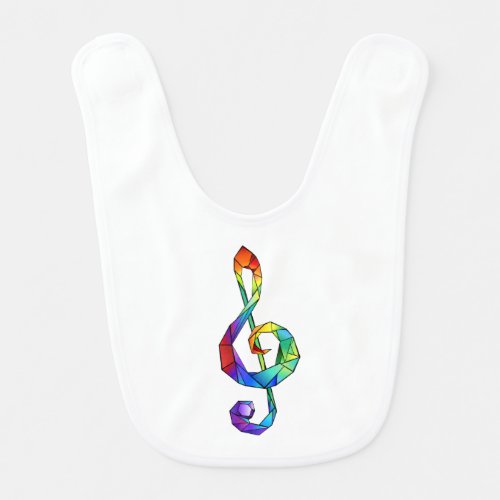 Rainbow musical key treble clef baby bib