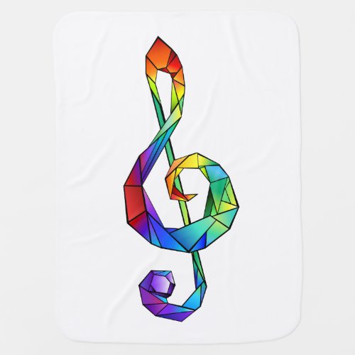 Rainbow musical key treble clef baby blanket