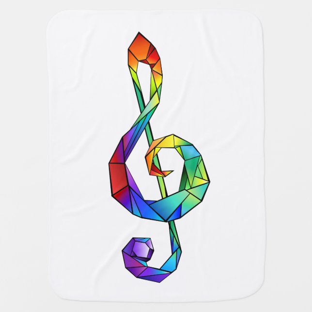 Rainbow musical key treble clef baby blanket (Front)