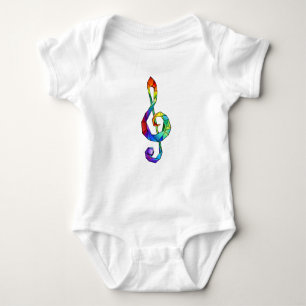 Rainbow musical key treble clef baby bodysuit