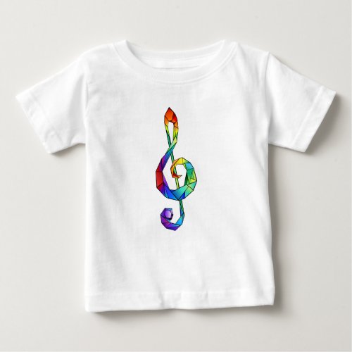Rainbow musical key treble clef baby T_Shirt