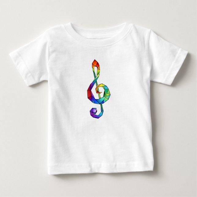 Rainbow musical key treble clef baby T-Shirt (Front)