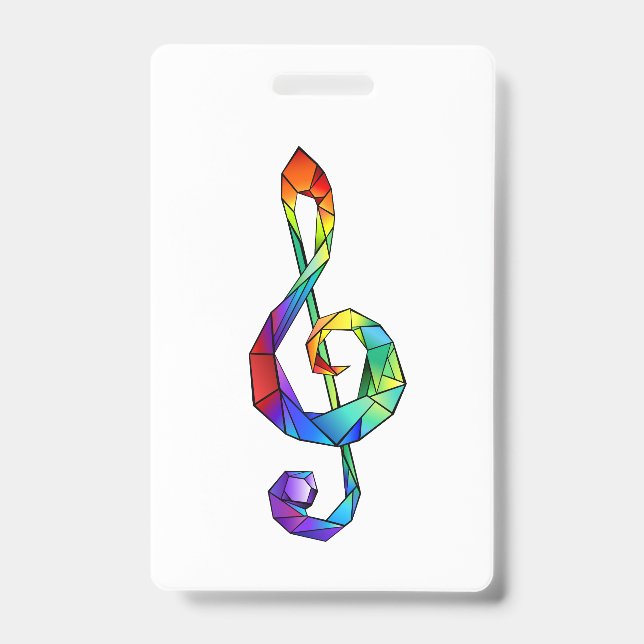 Rainbow Musical Key treble clef Badge (Front)