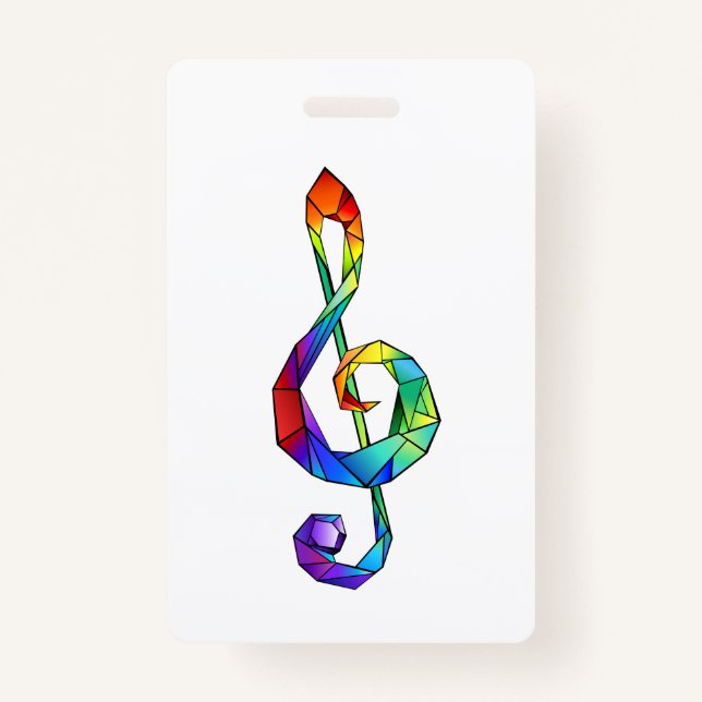 Rainbow Musical Key treble clef Badge (Front)