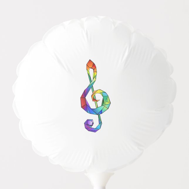 Rainbow musical key treble clef balloon (Front)