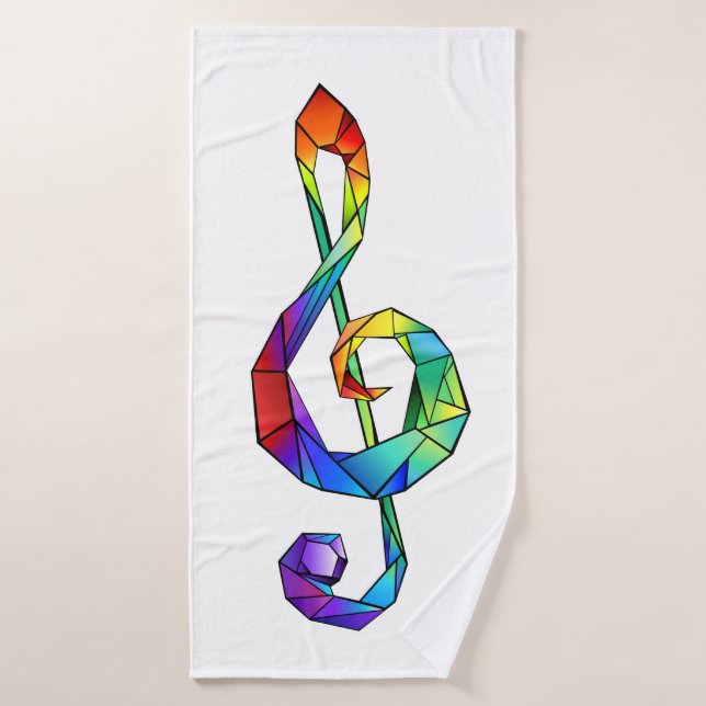 Rainbow musical key treble clef bath towel (Bath Towel)