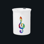 Rainbow musical key treble clef beverage pitcher<br><div class="desc">Polygonal,  rainbow,  bright musical key on white background. Polygon tattoo. Treble clef</div>