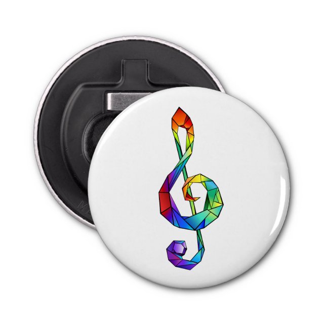 Rainbow musical key treble clef bottle opener (Front)