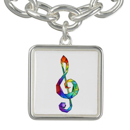 Rainbow musical key treble clef bracelet
