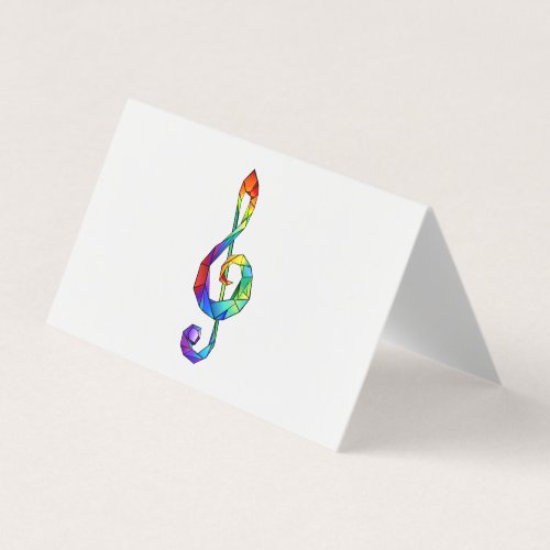 Rainbow musical key treble clef business card